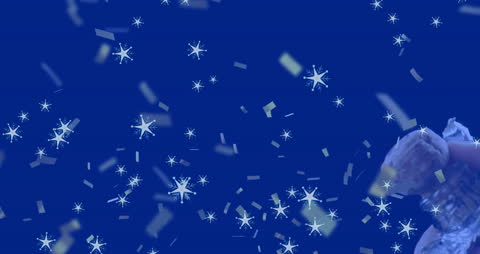 Festive Champagne Bottle with Snowflakes and Confetti Animation