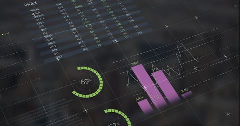 Digital Infographic Overlay on Cityscape Illustrating Market Trends - Download Free Stock Images Pikwizard.com