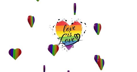 Rainbow Hearts with Love is Love Inspirational Text - Download Free Stock Images Pikwizard.com