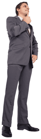 Smiling Caucasian Businessman Thinking on Transparent Background