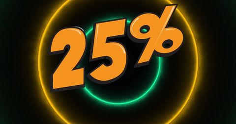 Bold 25 percent discount over neon circles