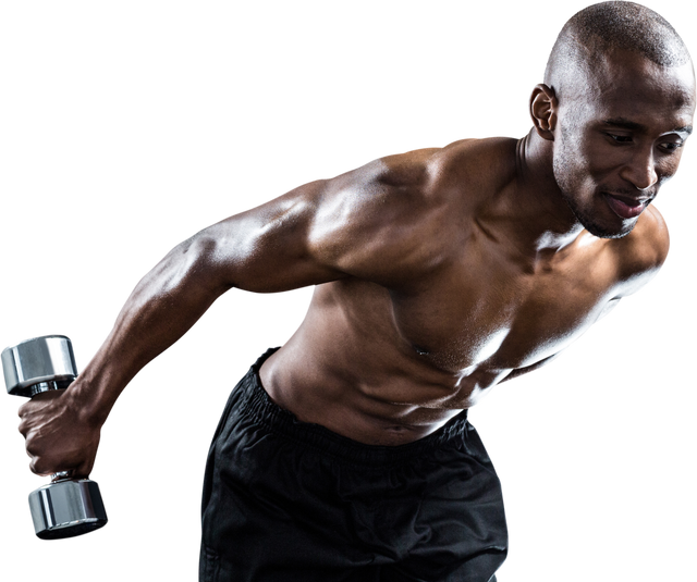 Muscular Black Man Exercising with Arm Dumbbell on Transparent Background - Download Free Stock Videos Pikwizard.com