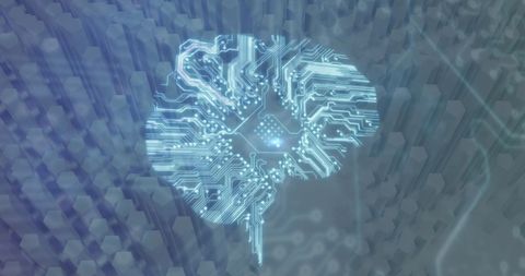 Digital Circuit Brain with Abstract Geometric Background - Download Free Stock Images Pikwizard.com