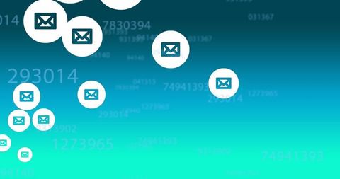 Email Icons Floating on Blue Digital Background - Download Free Stock Images Pikwizard.com