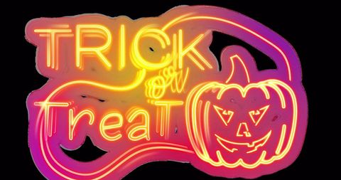 Neon Trick or Treat Sign with Jack-o-Lantern Design - Download Free Stock Images Pikwizard.com