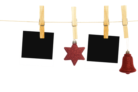 Christmas ornaments with photos on transparent background