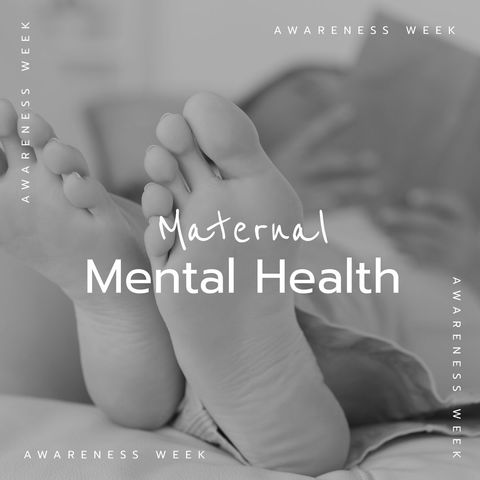 Maternal mental health awareness design with relaxed feet