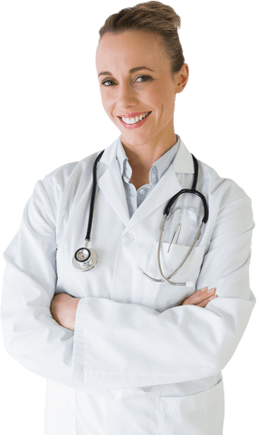 Transparent Professional Female Doctor Smiling with Arms Crossed - Download Free Stock Videos Pikwizard.com
