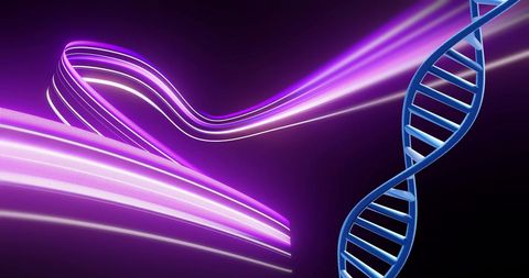 Futuristic DNA Strand with Radiant Purple Light Waves - Download Free Stock Images Pikwizard.com