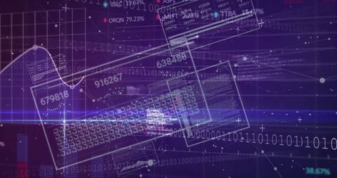 Futuristic Technology Concept with Digital Interface and Wireframe Keyboard