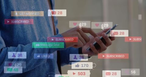 Digital Engagement Overlay Showing Influencer Activity on Smartphone - Download Free Stock Images Pikwizard.com