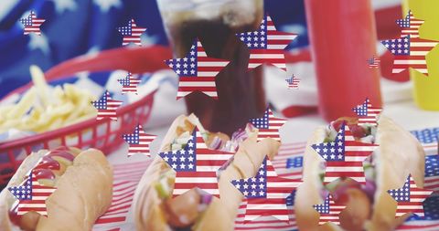 Americana Celebration with Hot Dogs and Patriotic Stars