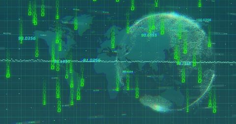 Digital Binary Code Overlaid World Globe and Map Background - Download Free Stock Images Pikwizard.com
