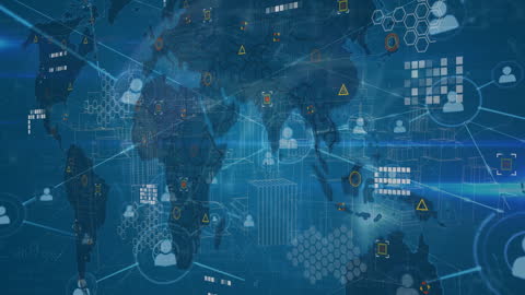 Global Network Connectivity with World Map and Data Graphics