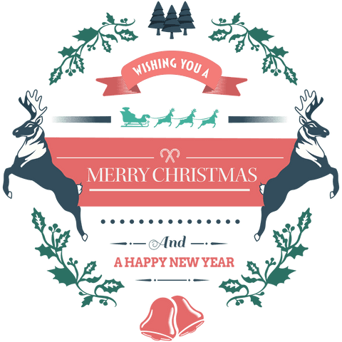 Festive Transparent Christmas Wishes Design with Reindeer and Santa