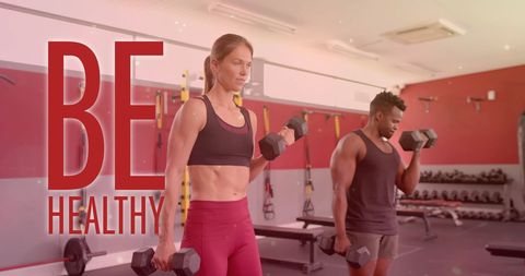 Be Healthy Lifestyle with Diverse Individuals Exercising in Gym