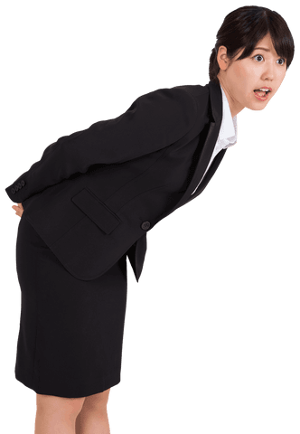 Surprised asian businesswoman on transparent background