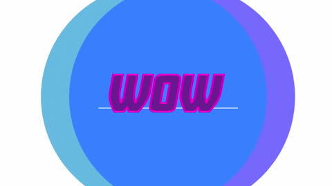 Vibrant WOW Text on Blue Circular Background