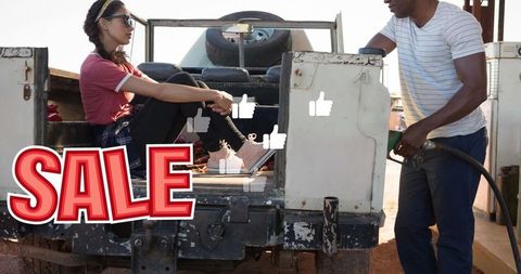 Creative sale announcement with refueling concept