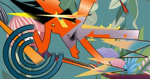 Dynamic Abstract Shapes with Bold Lines and Colors