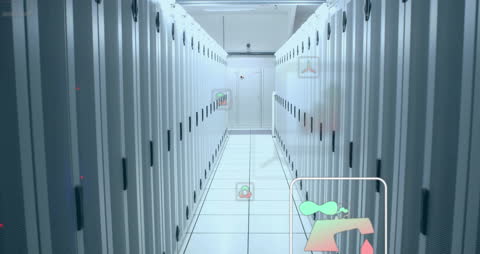 Modern Data Center Showing Digital Interface