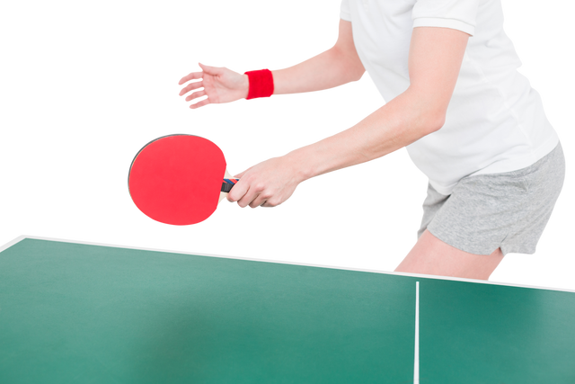 Transparent female athlete playing ping pong with red paddle - Download Free Stock Videos Pikwizard.com