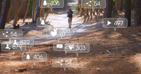 Photographer with Social Media Engagement in Tranquil Forest