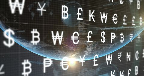 World Currency Symbols Floating Over Globe and Rising Sun - Download Free Stock Images Pikwizard.com