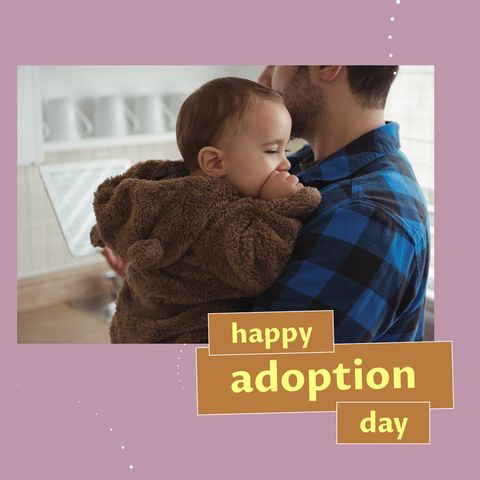 Father celebrating happy adoption day with son