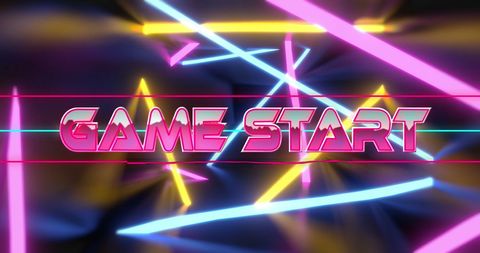 Retro Gaming Start Screen with Neon Lights
