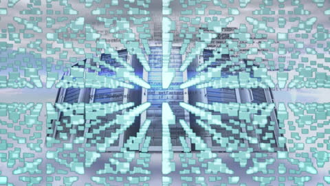 Digital Security Icons with Data Streams Illustrated