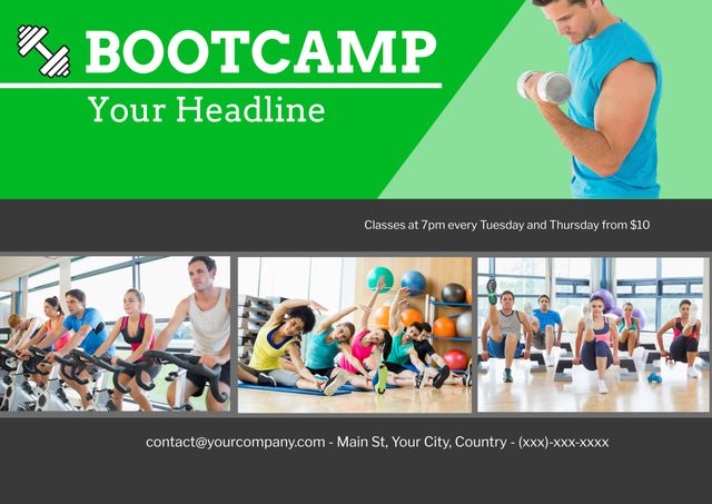 Bootcamp Training Promotion Featuring Energetic Workout Sessions - Download Free Stock Templates Pikwizard.com