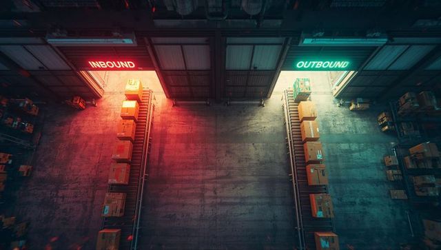 Automated Warehouse with Inbound and Outbound Conveyor Systems