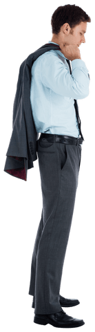transparent businessman holding jacket contemplating side view - Download Free Stock Videos Pikwizard.com