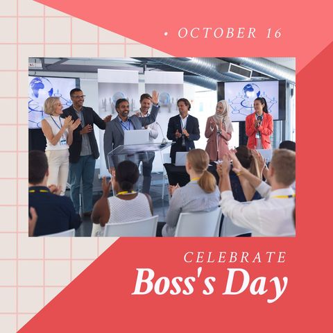 celebrate boss’s day with enthusiastic team clapping for boss - Download Free Stock Templates Pikwizard.com