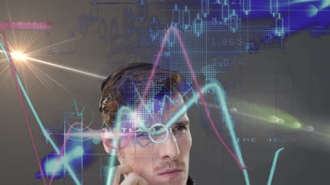 Businessman Analyzing Financial Data with Advanced Technology