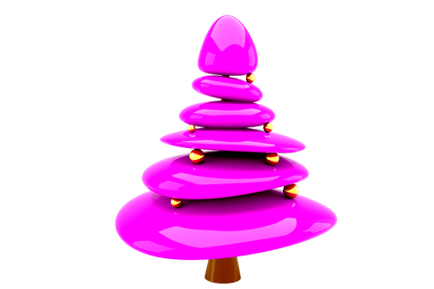 Pink glossy christmas tree on transparent