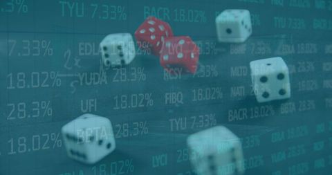 Concept of financial risk combining dice and stock data