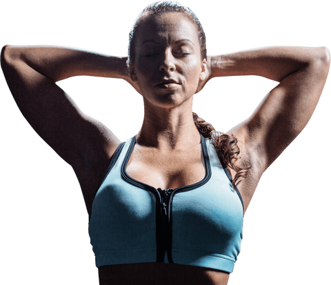 sporty woman with closed eyes and relaxed posture against transparent background - Download Free Stock Videos Pikwizard.com