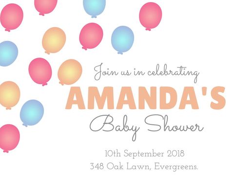 cheerful baby shower invitation with colorful balloons - Download Free Stock Templates Pikwizard.com