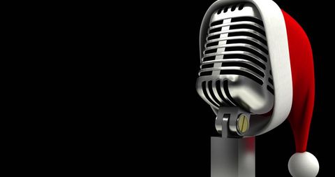 Santa Hat on Retro Microphone with Holiday Festive Theme - Download Free Stock Images Pikwizard.com