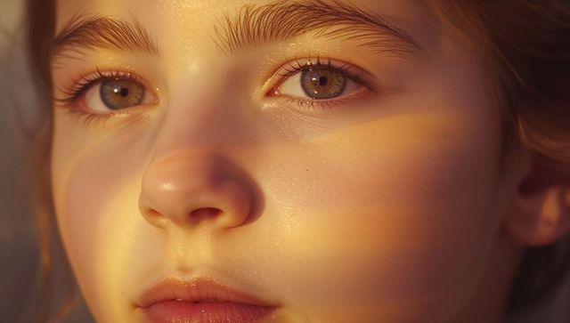 Warm golden-hour portrait with reflective window light