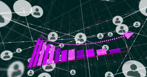 Digital Data Network with Analytical Graphs and User Icons - Download Free Stock Images Pikwizard.com