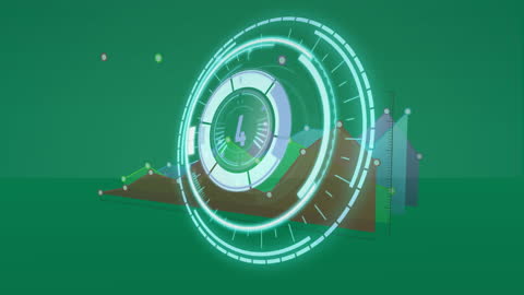 Futuristic Data Processing Interface with Digital Graph