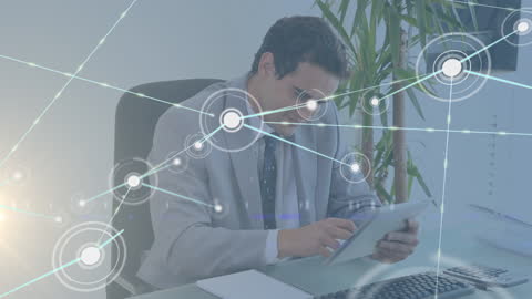 Business Professional Using Digital Tablet in Modern Office