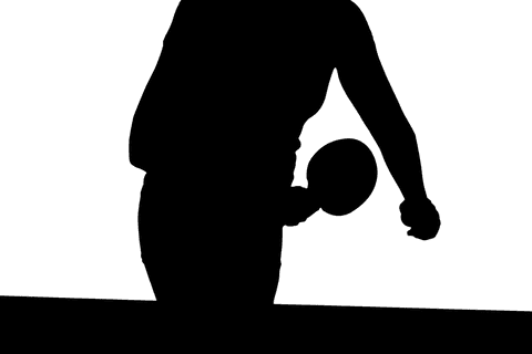 Silhouette of table tennis player in action on transparent