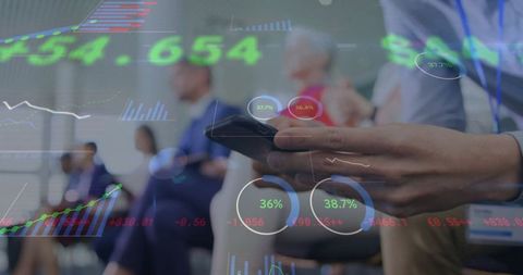 Business Professional Studying Stock Market Trends on Smartphone