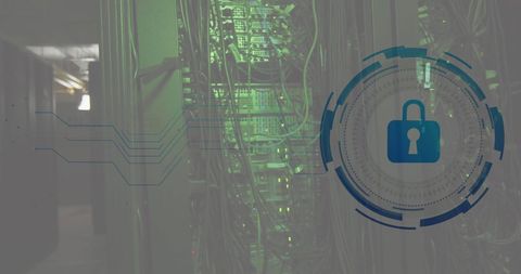 network security with digital lock in data center - Download Free Stock Images Pikwizard.com