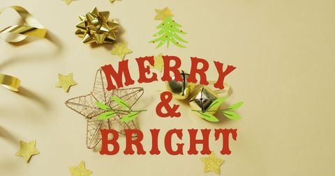Merry and Bright Holiday Greetings with Decorations - Download Free Stock Images Pikwizard.com