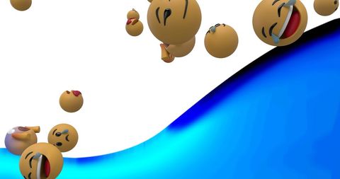 Floating emojis on white blue gradient backdrop